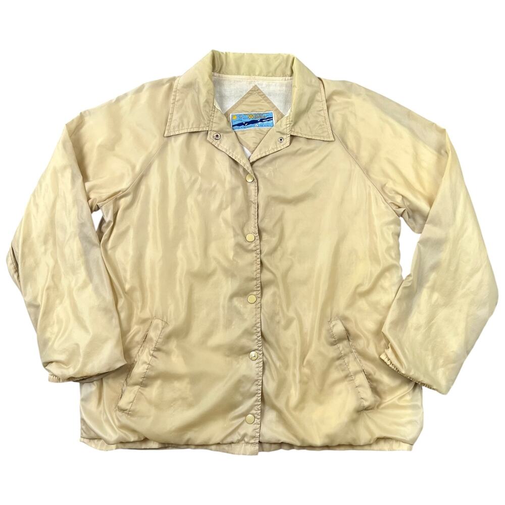 Vintage 80s Nylon Coach Jacket Beige Sand Windbreaker - Men’s M